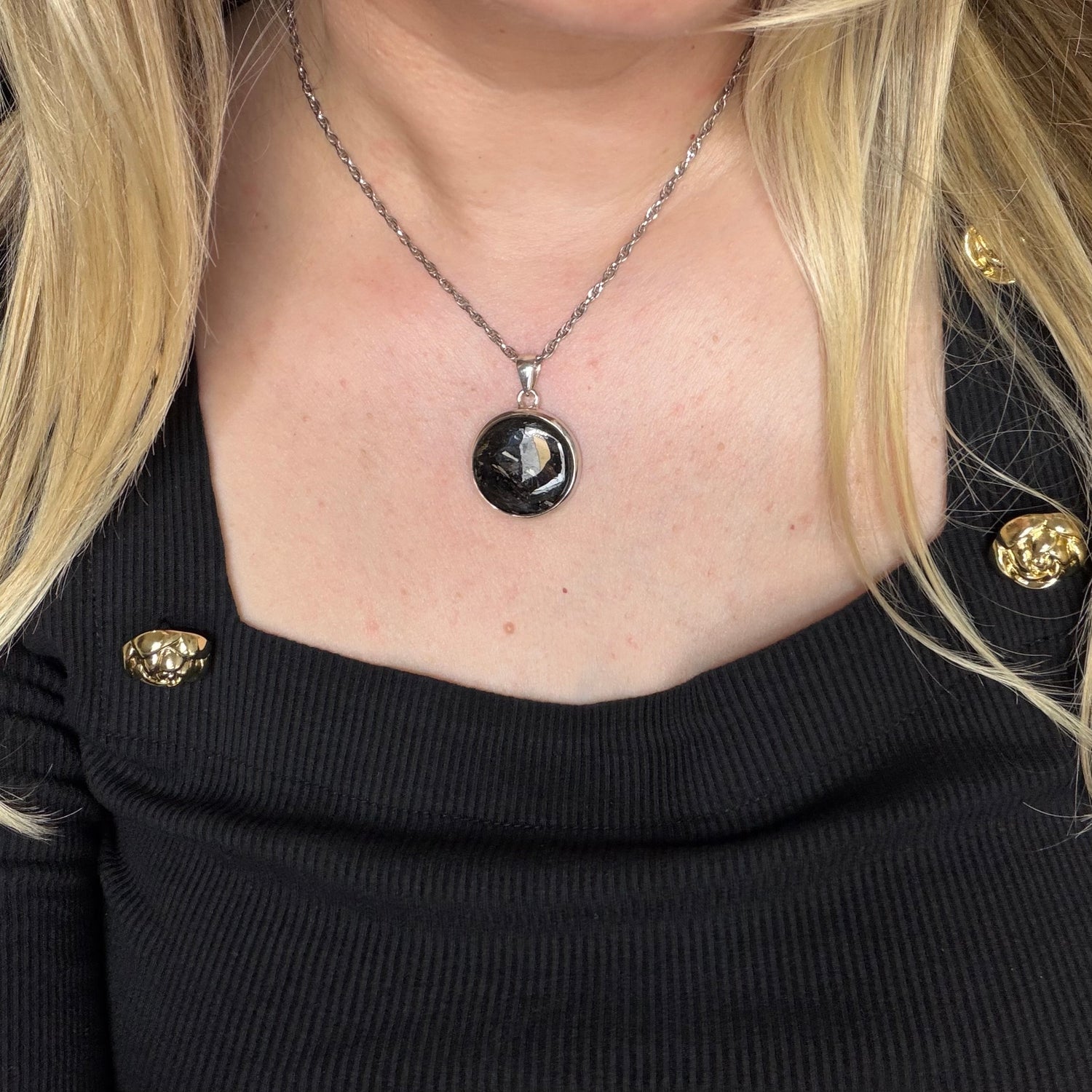 Ciondolo Nuummite Argento 925 - Tondo