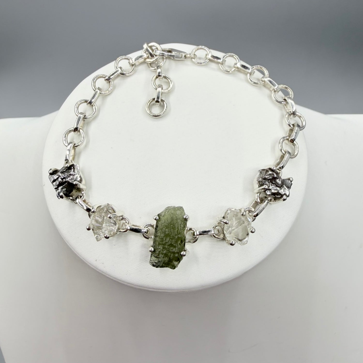 Bracciale Moldavite, Herkimer, Meteorite Campo del Cielo | Argento 925