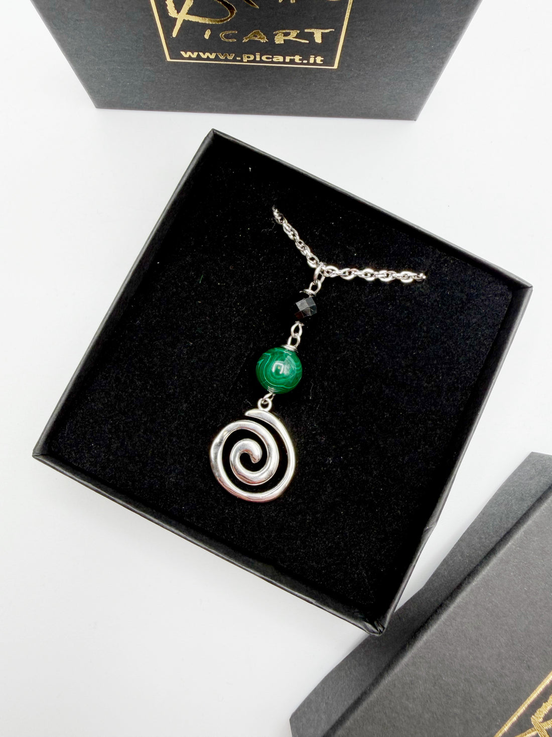Collana Armonia e Protezione - Tormalina e Malachite - SILVER