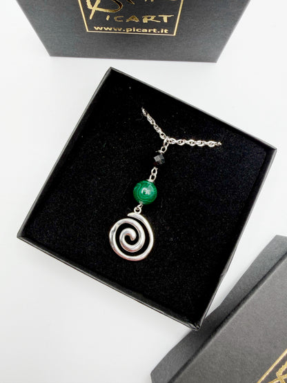 Collana Armonia e Protezione - Tormalina e Malachite - SILVER
