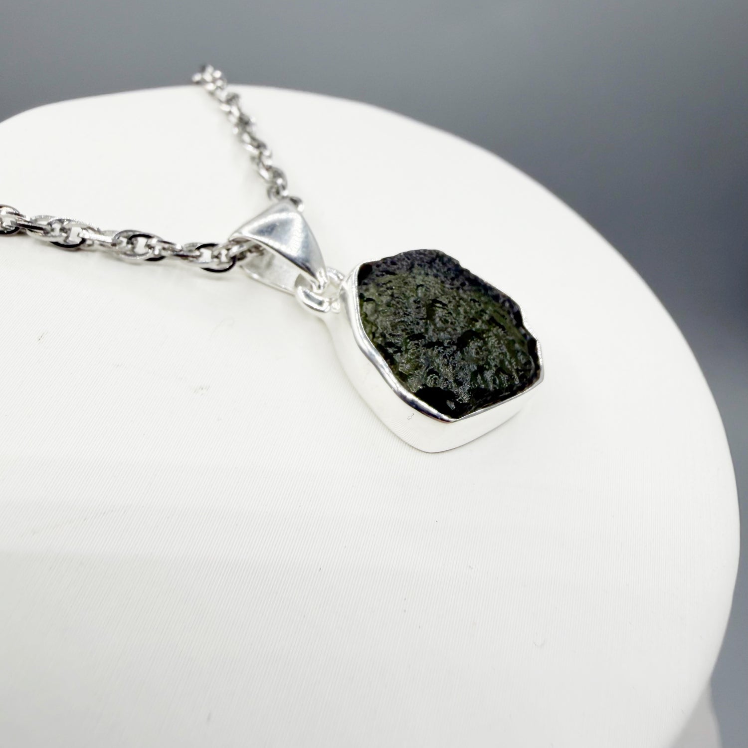 Ciondolo Moldavite Grezza - Argento 925