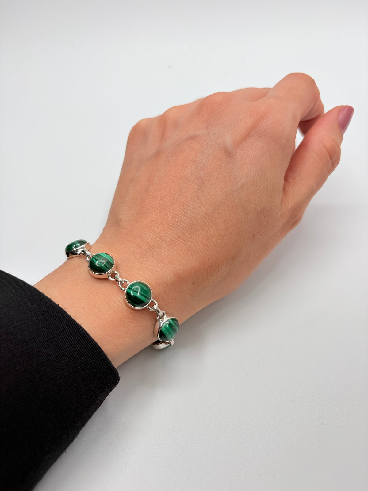 Bracciale Malachite e Argento 925 - Tondo