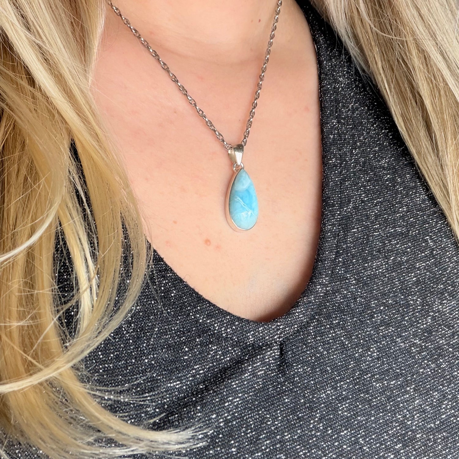 Ciondolo Larimar Argento 925 - a Goccia