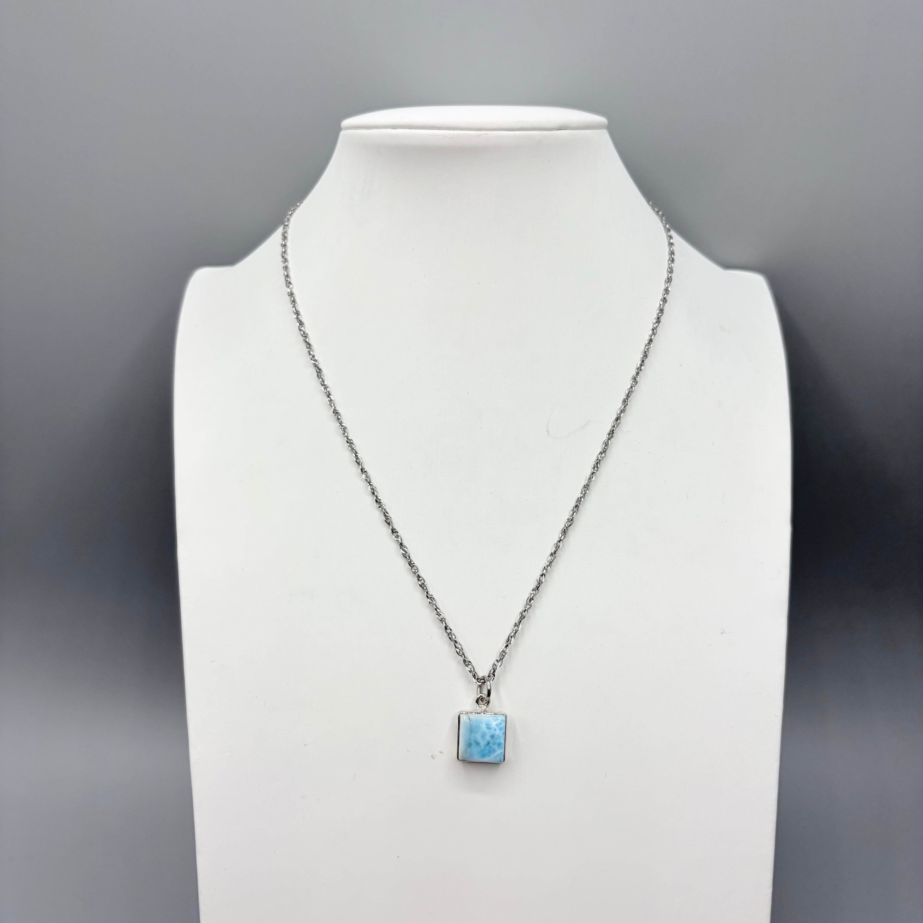 Ciondolo Larimar Argento 925 - Quadrato piccolo