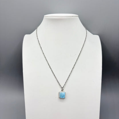Ciondolo Larimar Argento 925 - Quadrato piccolo