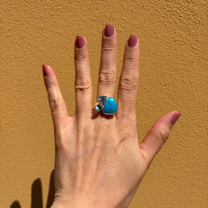 Anello Turchese Naturale e Topazio - Argento 925