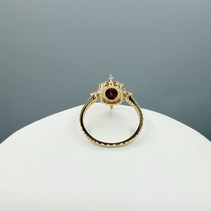 Anello Change Granato | Argento 925 placcato oro 14k - NON REGOLABILE