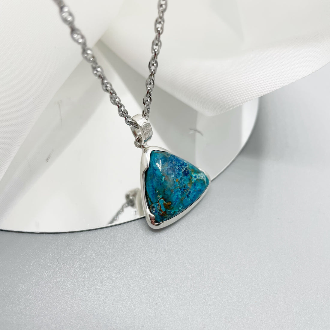 Ciondolo Crisocolla Triangolo - Argento 925