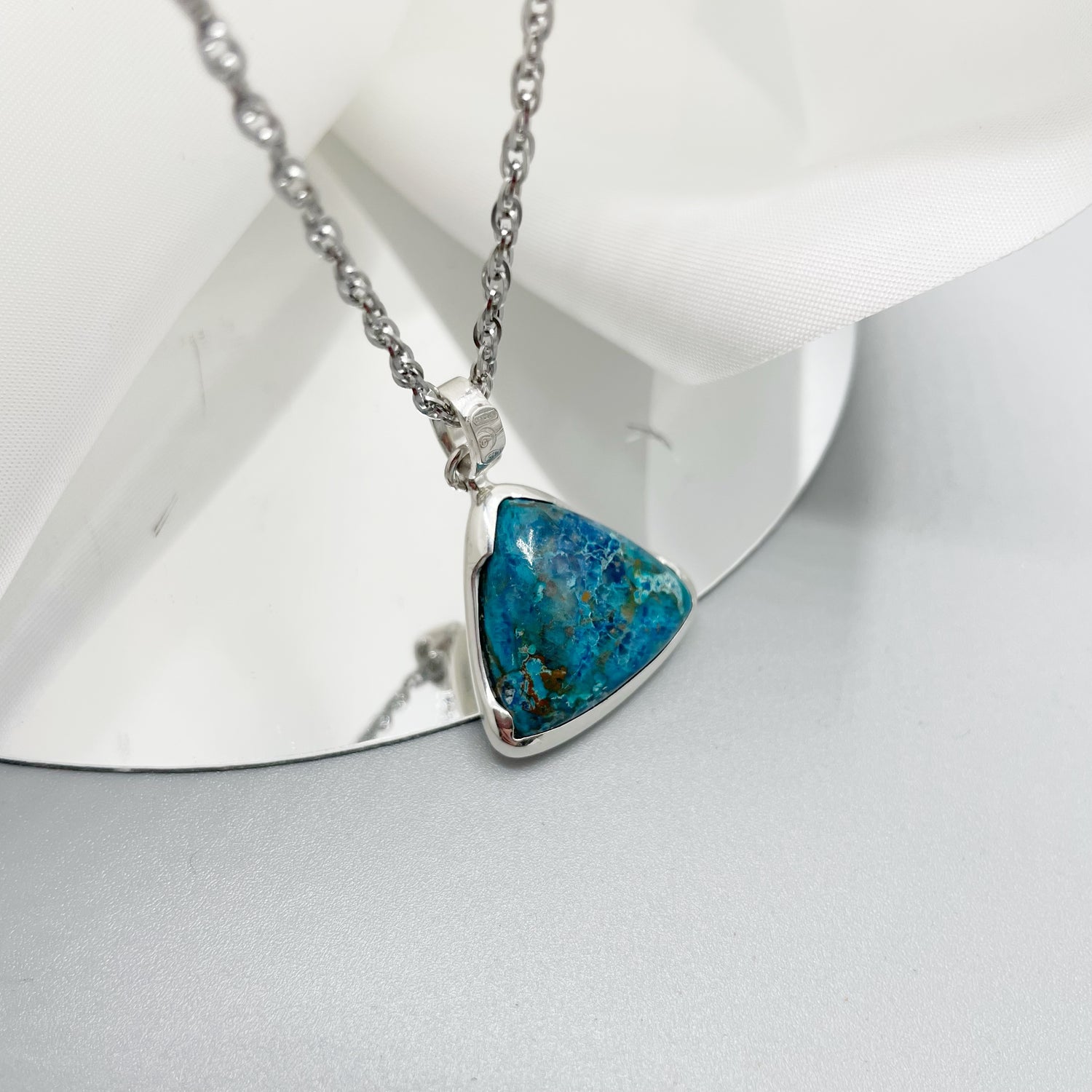 Ciondolo Crisocolla Triangolo - Argento 925