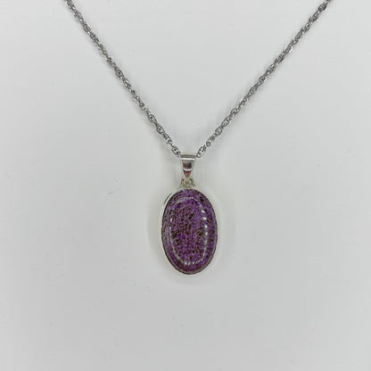 Ciondolo Variscite in Purpurite Ovale - Argento 925