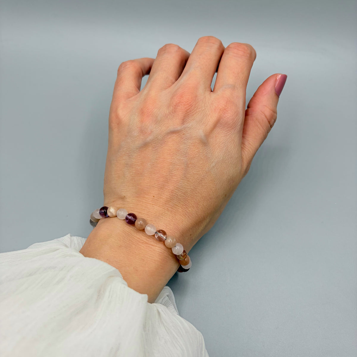 Bracciale Serenità e Gioia - Super Seven, Quarzo Rosa, Pietra di Luna - LIMITED EDITION