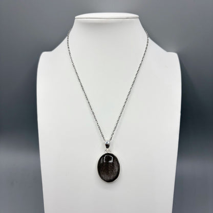 Ciondolo Ossidiana Argento Ovale - Argento 925