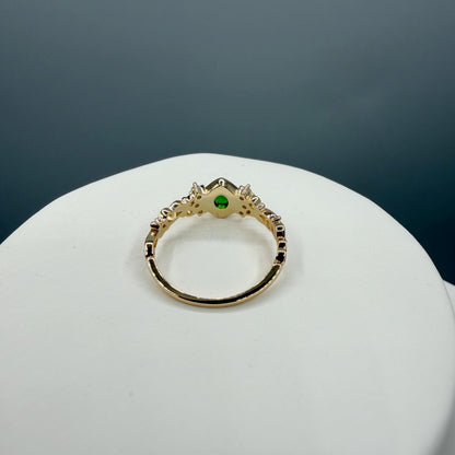 Anello Diopsite | Argento 925 placcato oro 14k - NON REGOLABILE