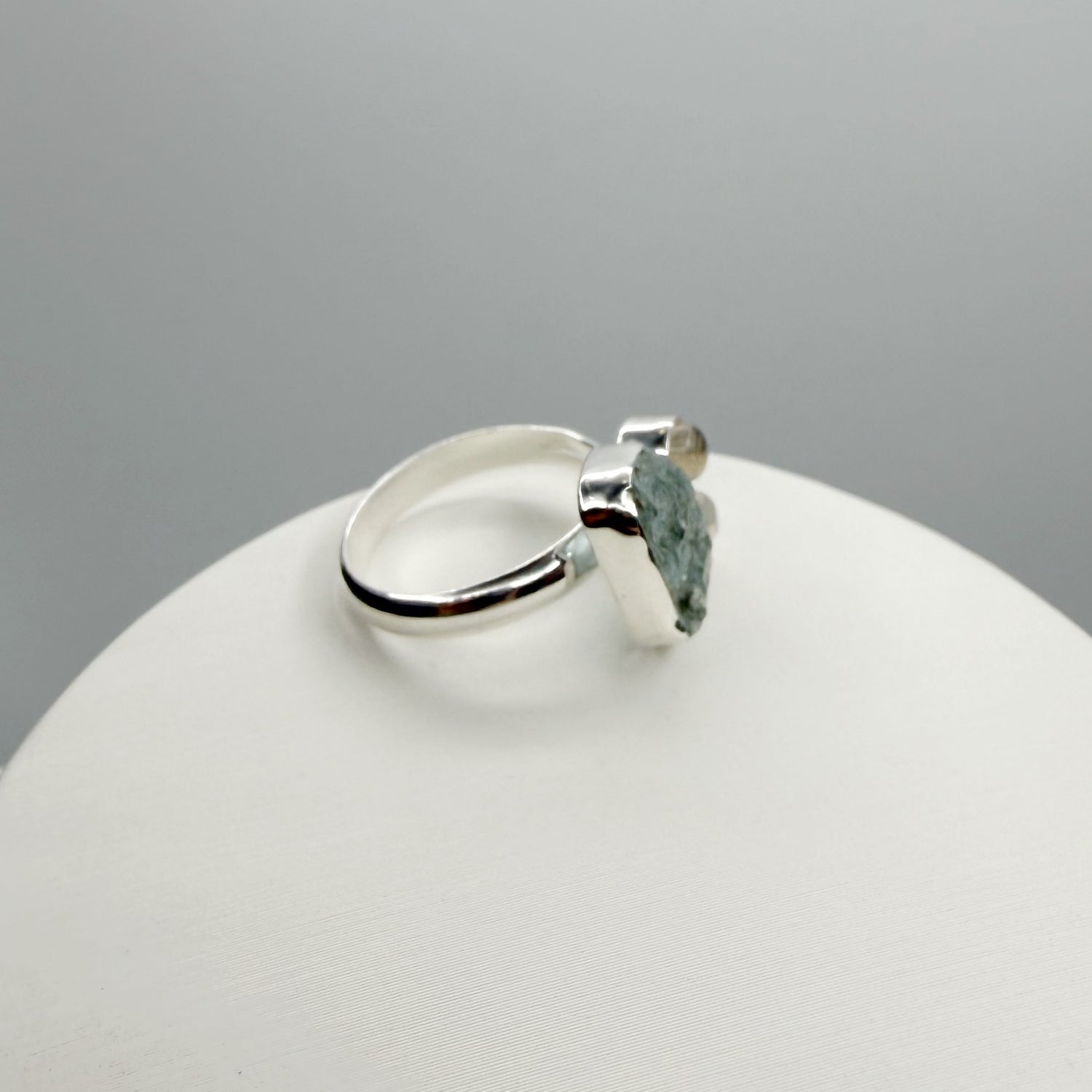 Anello Acquamarina e Labradorite Bianca - Argento 925