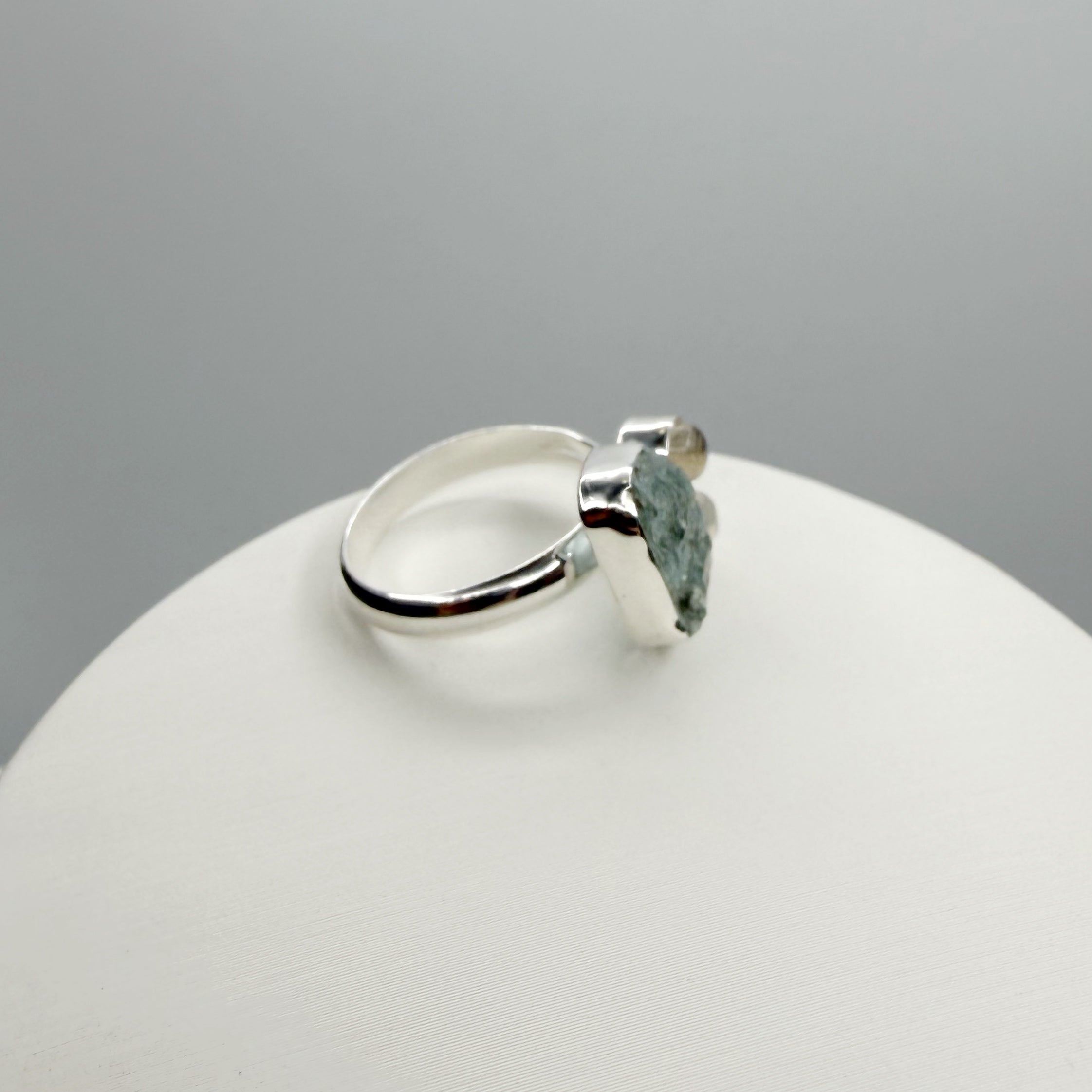 Anello Acquamarina e Labradorite Bianca - Argento 925