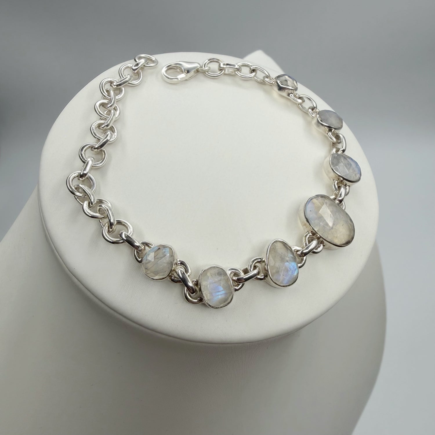 Bracciale Labradorite Bianca e Argento 925 - sfaccettato