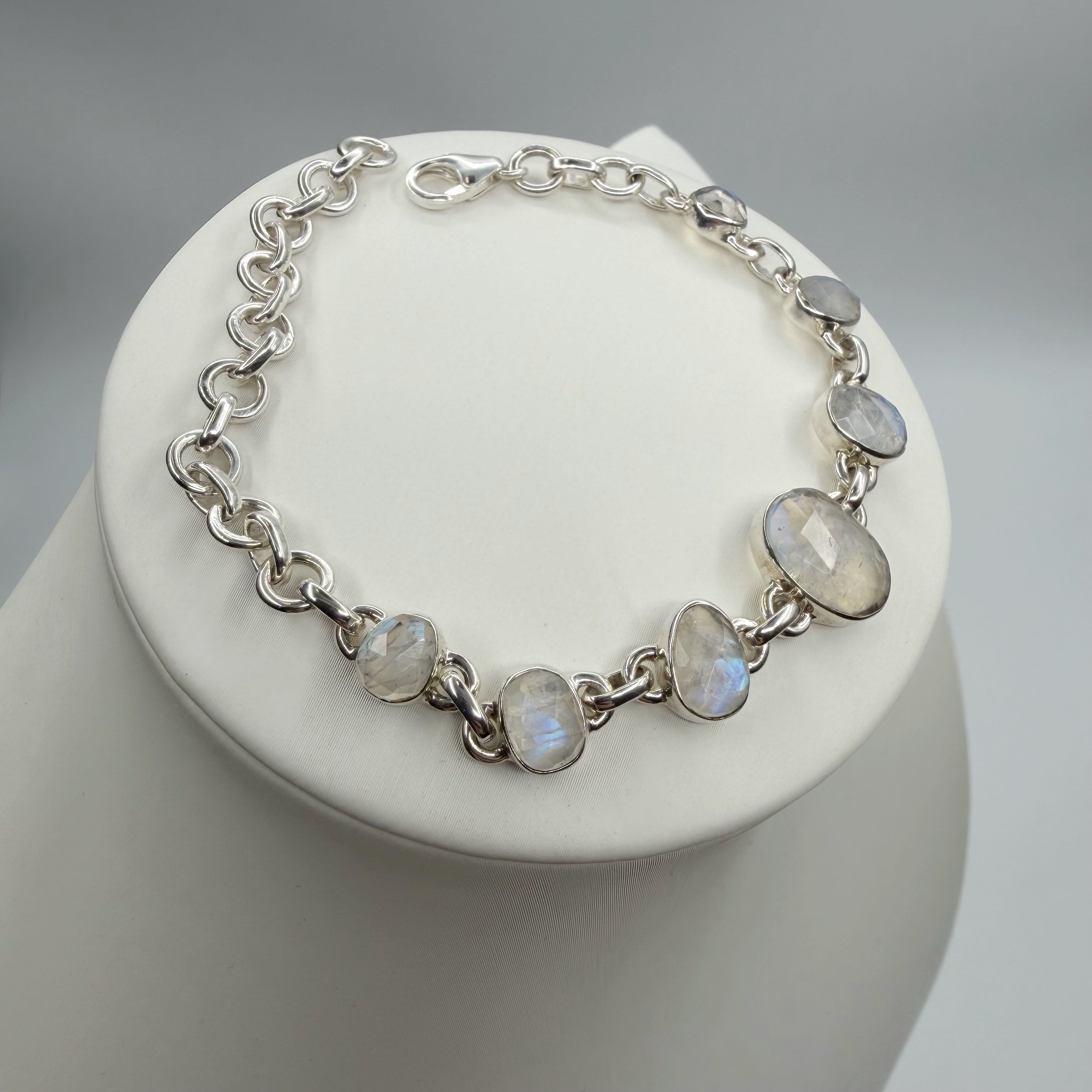 Bracciale Labradorite Bianca e Argento 925 - sfaccettato