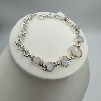 Bracciale Labradorite Bianca e Argento 925 - sfaccettato