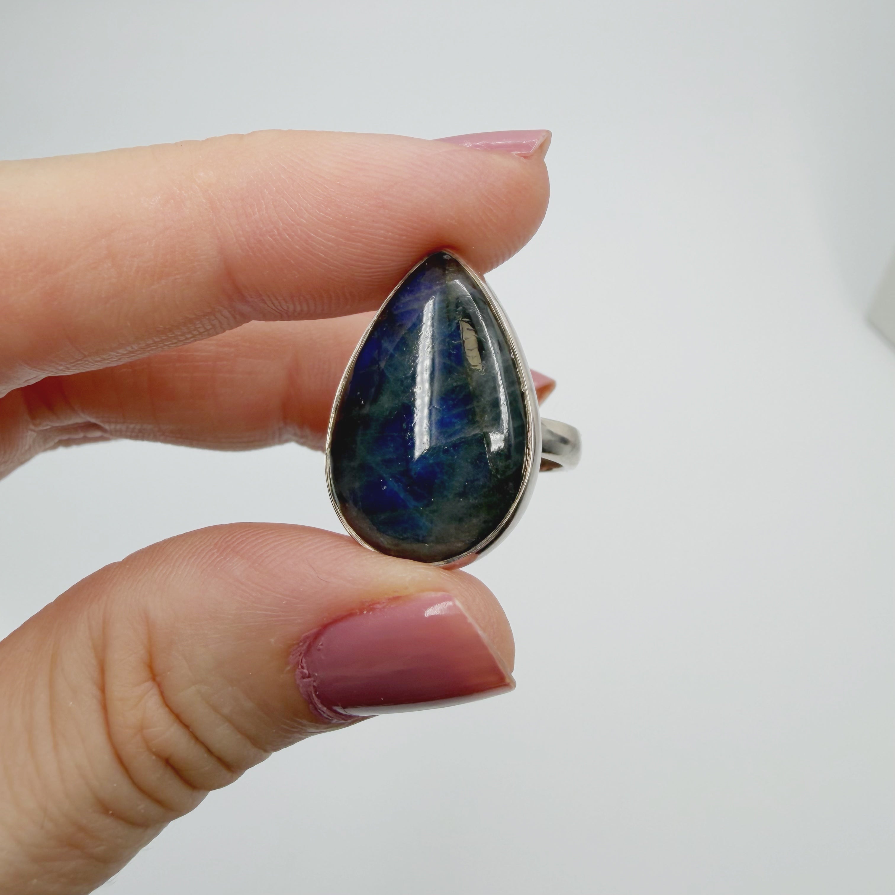 Anello Labradorite a Goccia - Argento 925