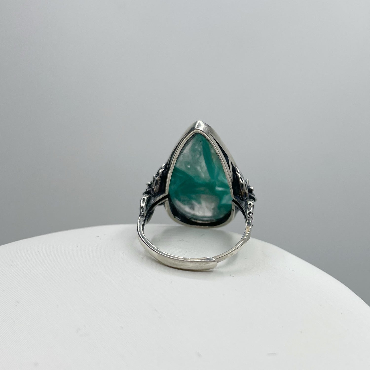 Anello Lepidolite Verde a Goccia - Argento 925