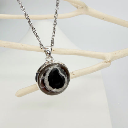 Ciondolo Septaria Nera Argento 925 - tondo