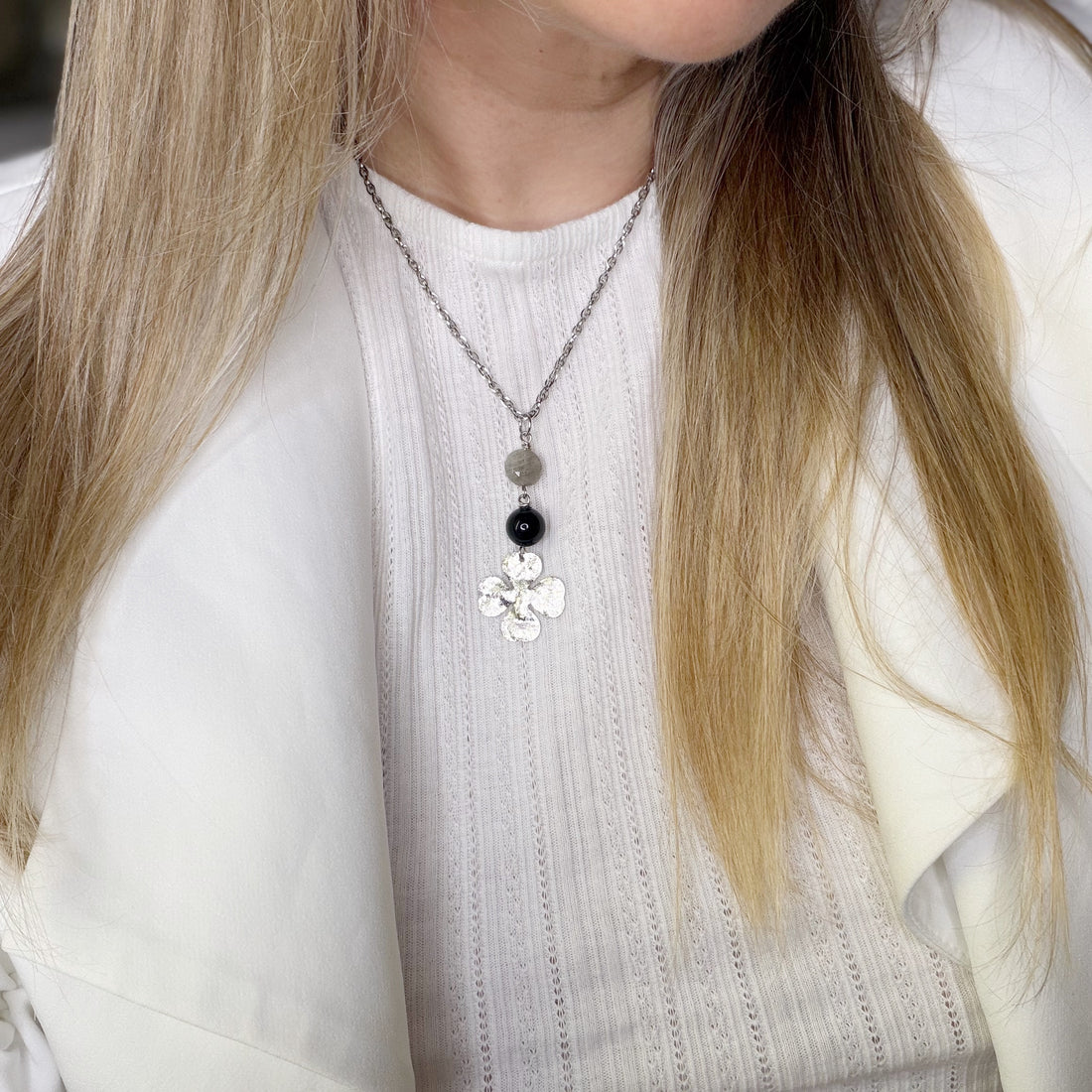 Collana Lucky - Ossidiana e Labradorite