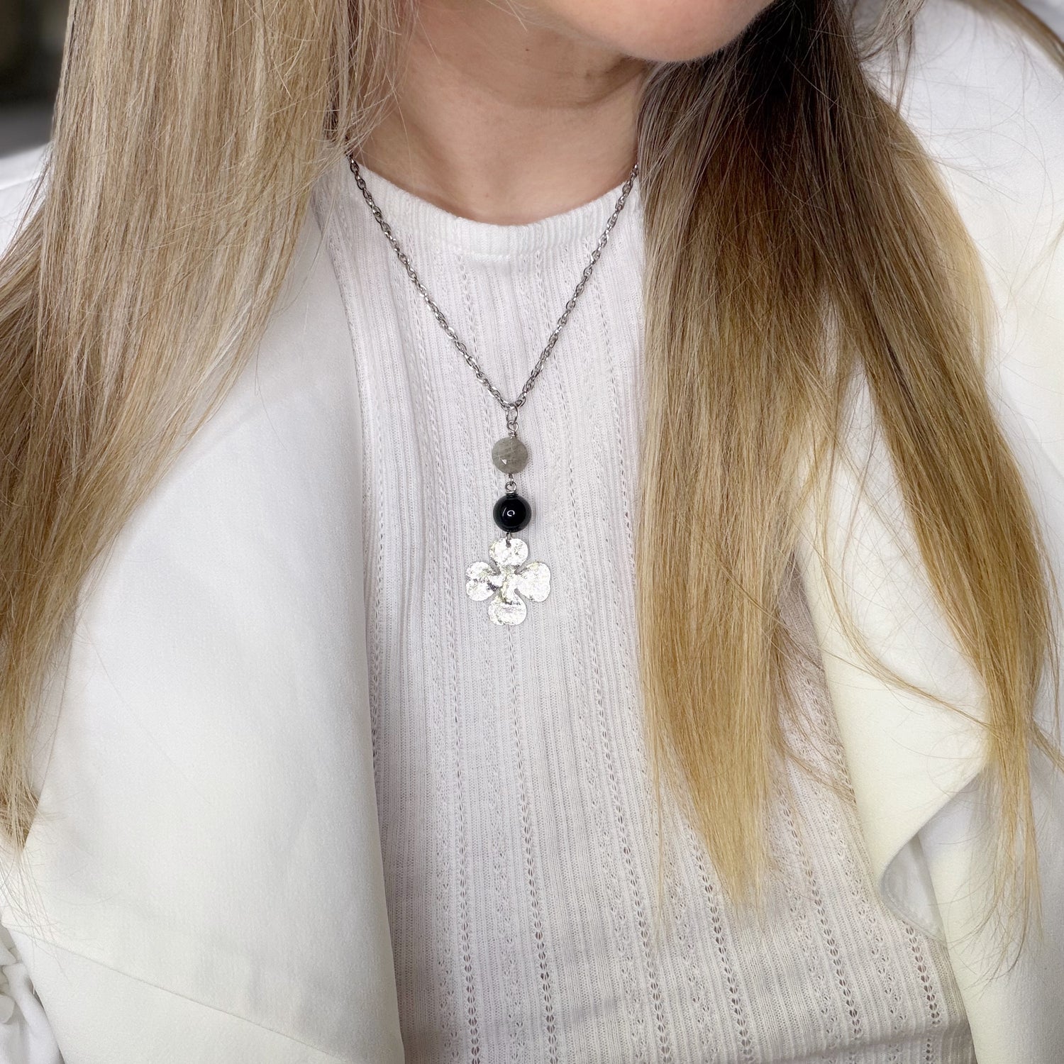 Collana Lucky - Ossidiana e Labradorite