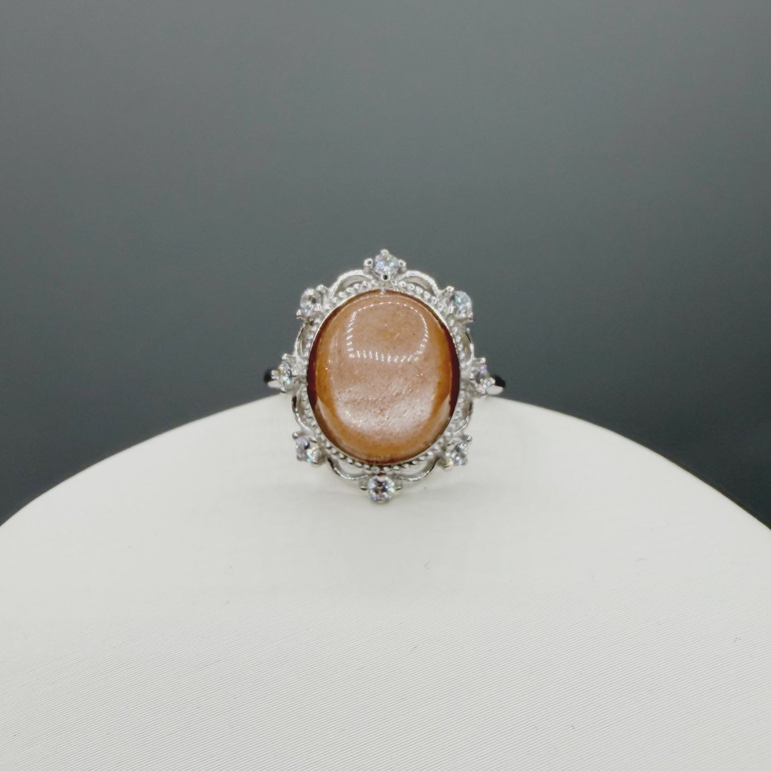 Anello Pietra di Luna Pesca - Argento 925