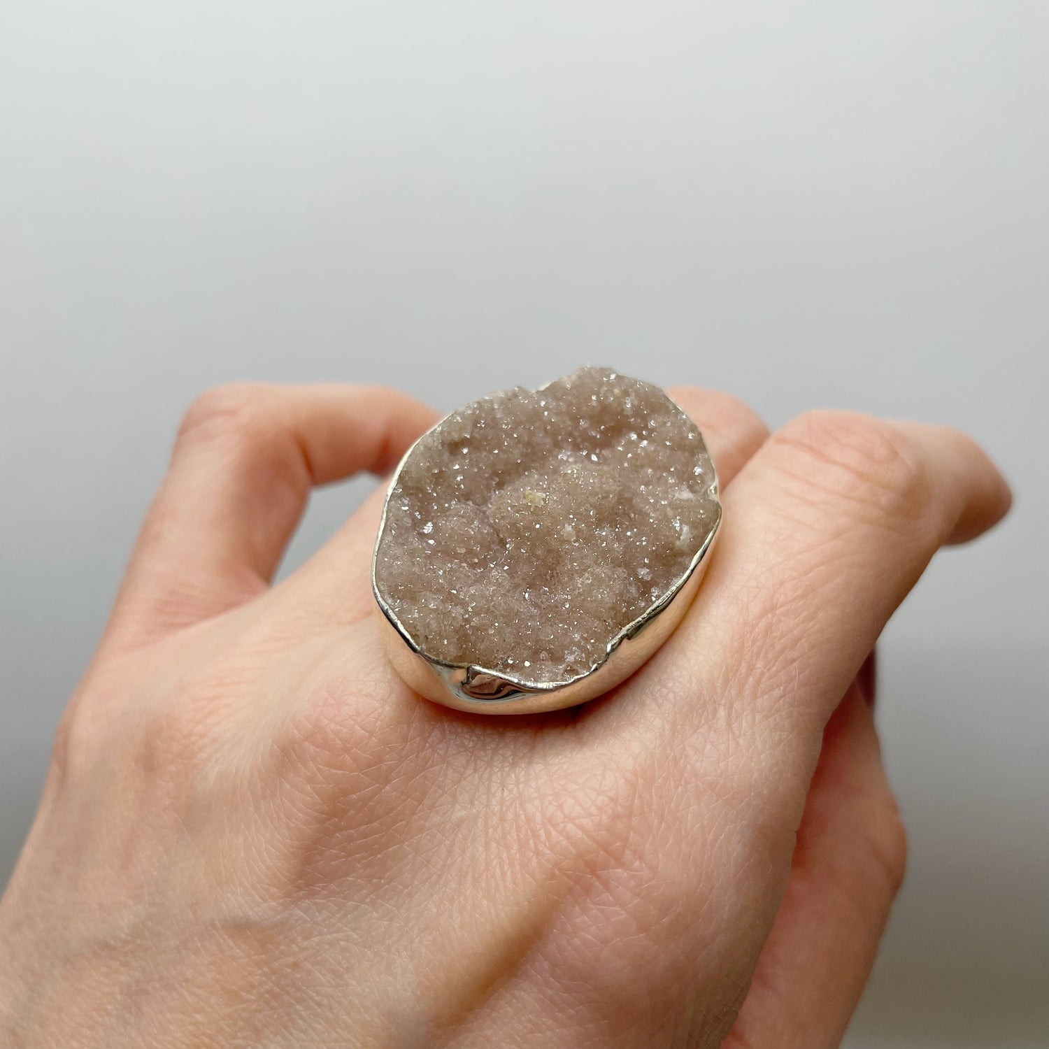 Anello Drusa di Ametista Rosa e Argento 925