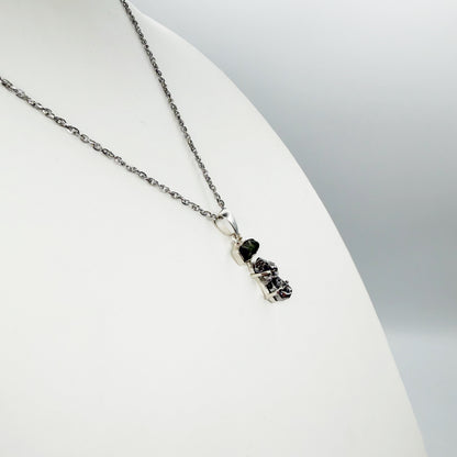 Ciondolo Moldavite e Meteorite Campo del Cielo - Argento 925