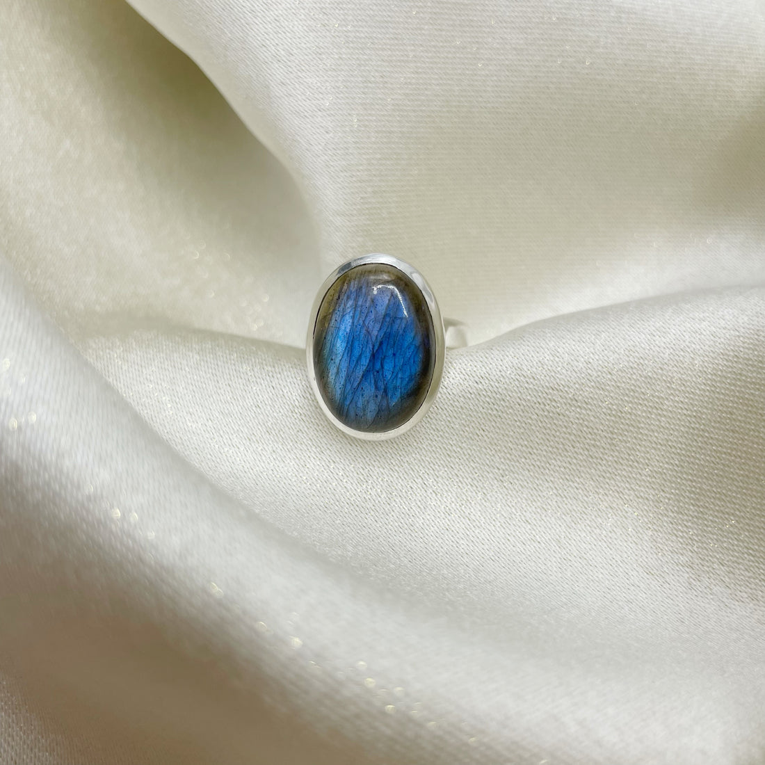 Anello Labradorite Blu e Argento 925