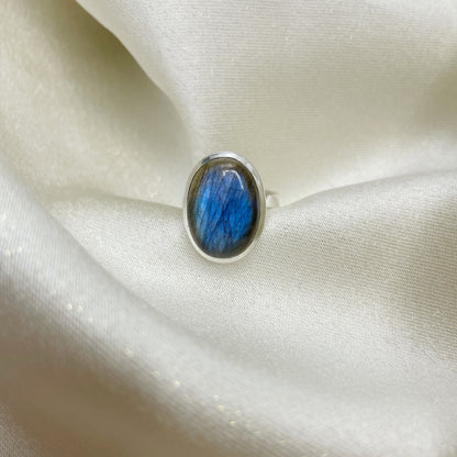 Anello Labradorite Blu e Argento 925