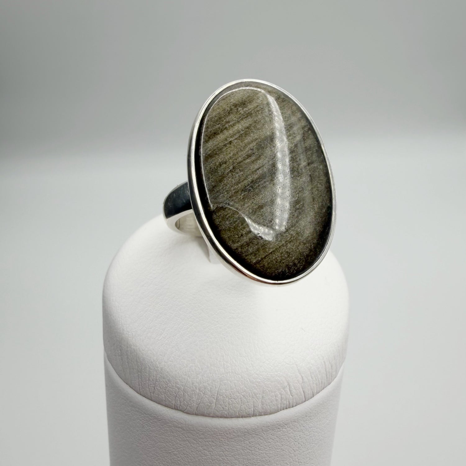 Anello Ossidiana Dorata Ovale - Argento 925