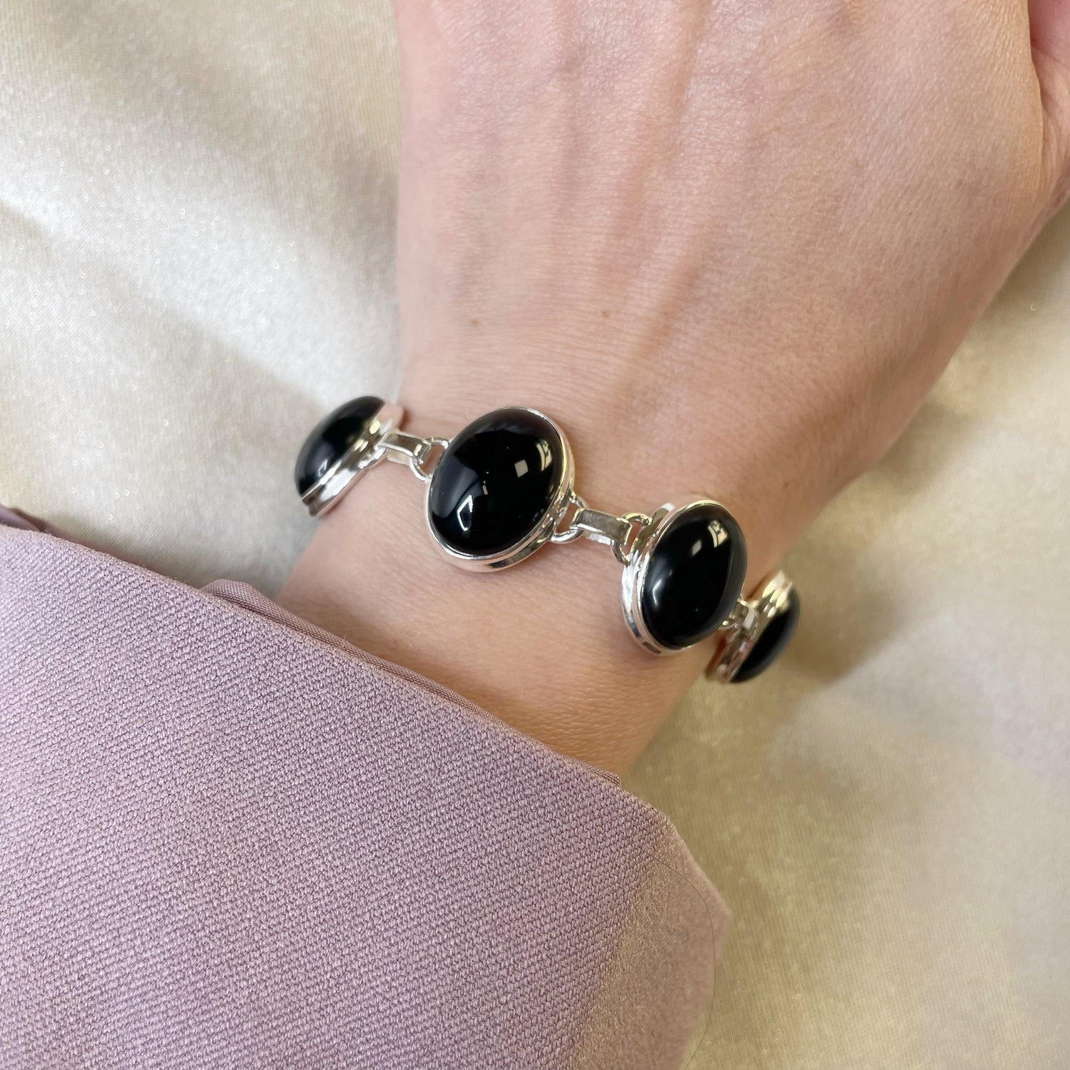 Bracciale Onice Ovale - Argento 925