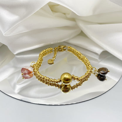 Bracciale Salute e Benessere Gold - Quarzo Ematoide e Bronzite