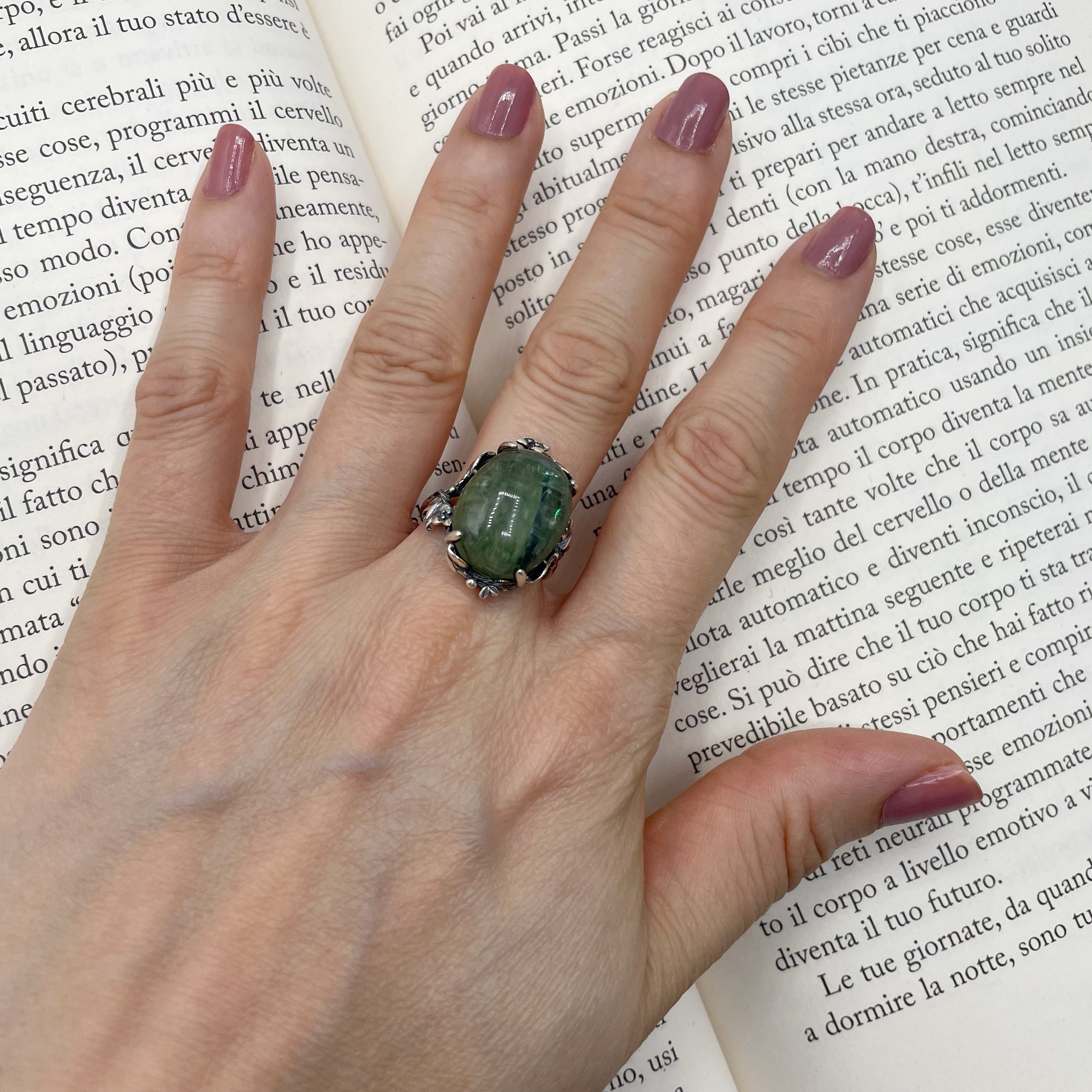 Anello Cianite Verde e Argento 925