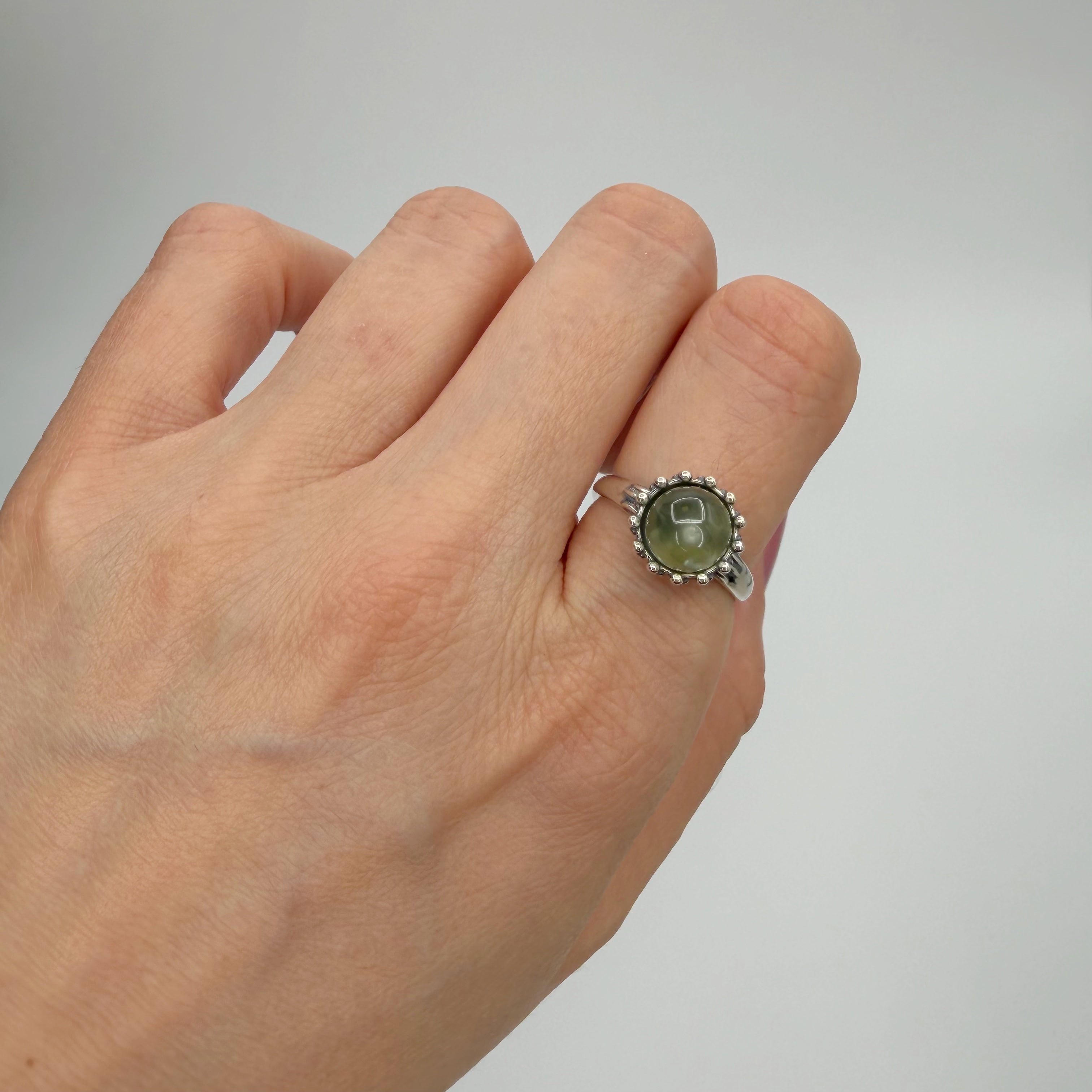 Anello Sfera Prehnite - Argento 925