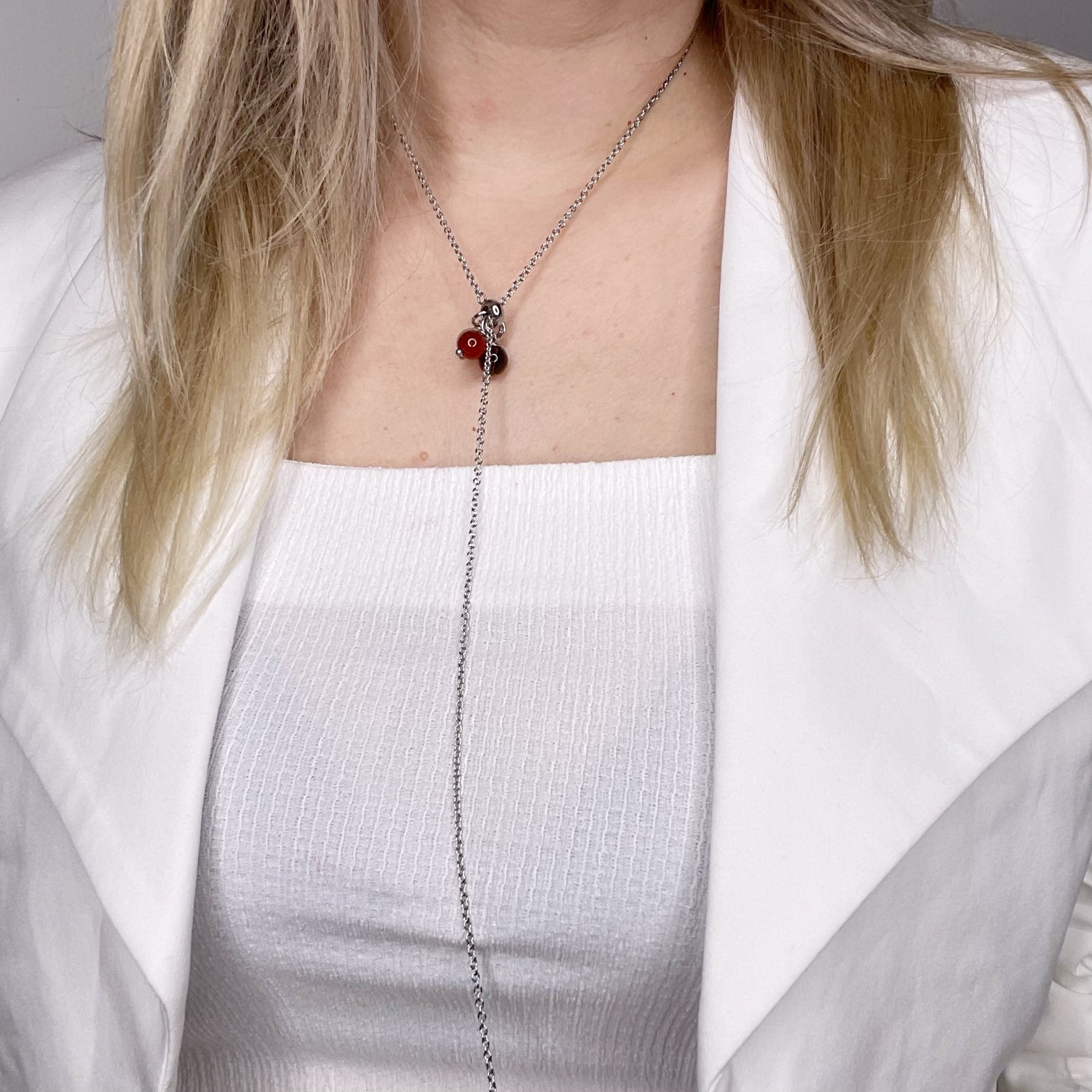 Collana Energy Charm - Corniola, Quarzo Fumè, Super Seven Acciaio inossidabile