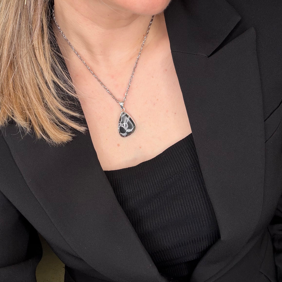 Ciondolo Septaria Nera Argento 925