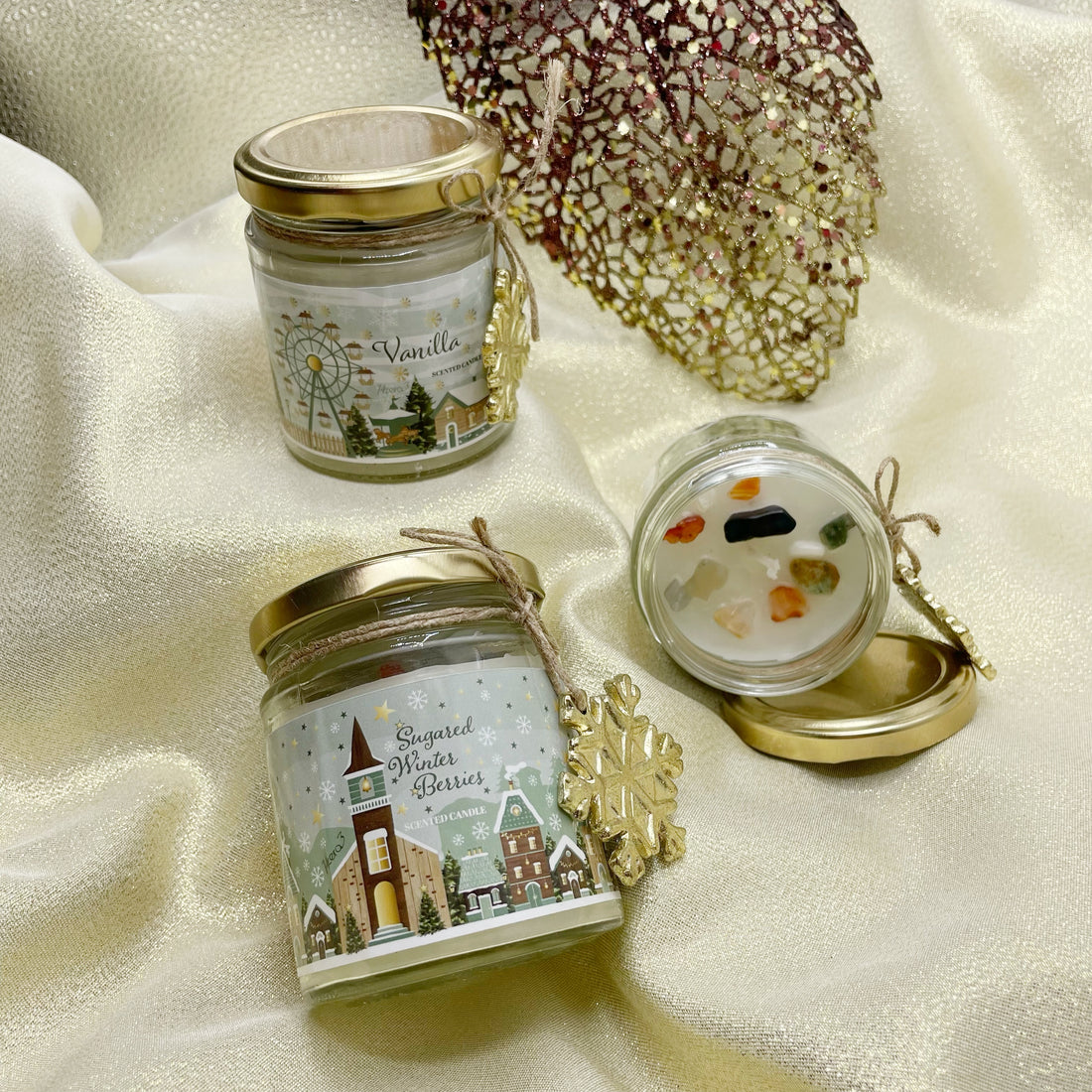 Candela con Cristalli Portafortuna