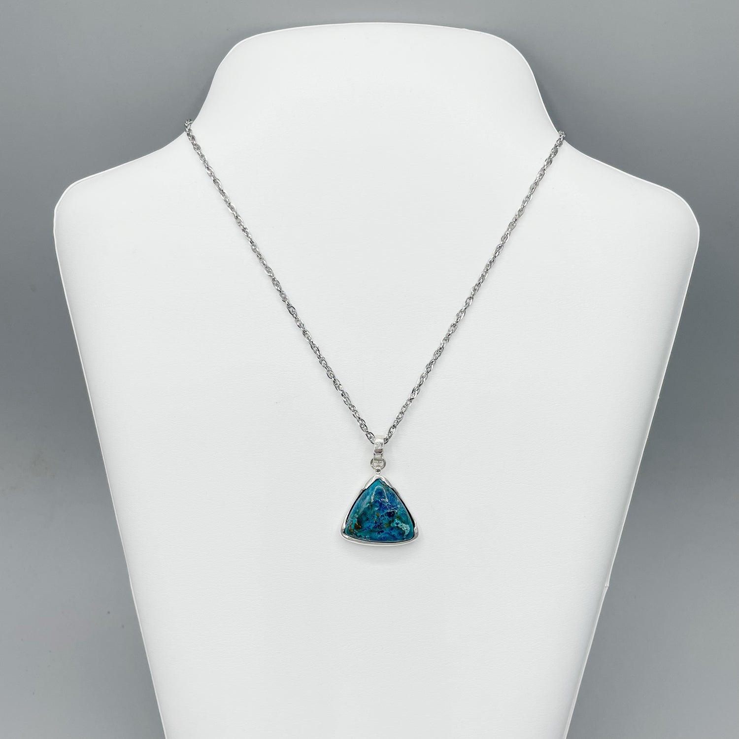 Ciondolo Crisocolla Triangolo - Argento 925