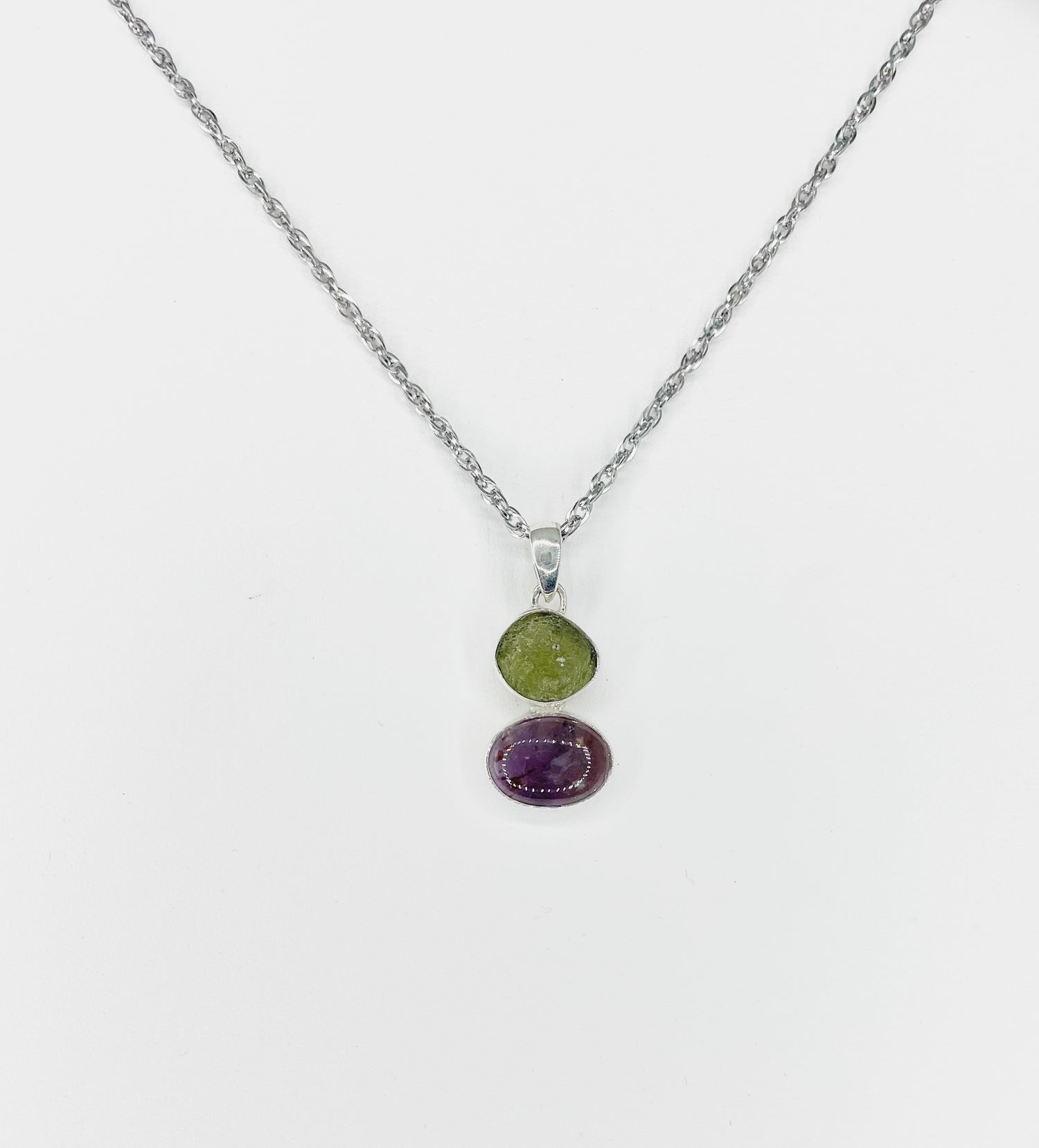 Ciondolo Moldavite e Super Seven - Argento 925