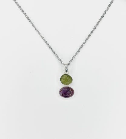 Ciondolo Moldavite e Super Seven - Argento 925