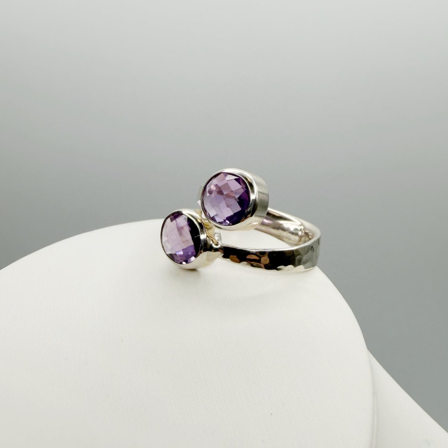 Anello Double Ametista Sfaccettata - Argento 925
