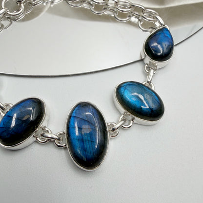 Bracciale Labradorite e Argento 925 - Ovale