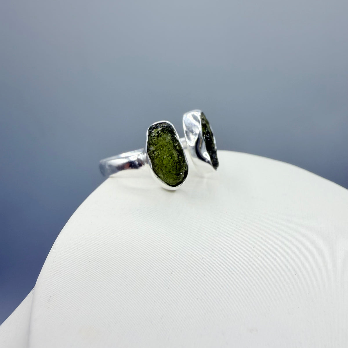 Anello Moldavite Double - Argento 925