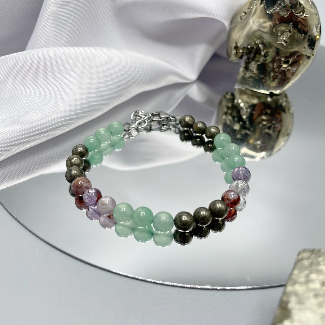 Bracciale Prosperità - Pirite, Super Seven, Avventurina