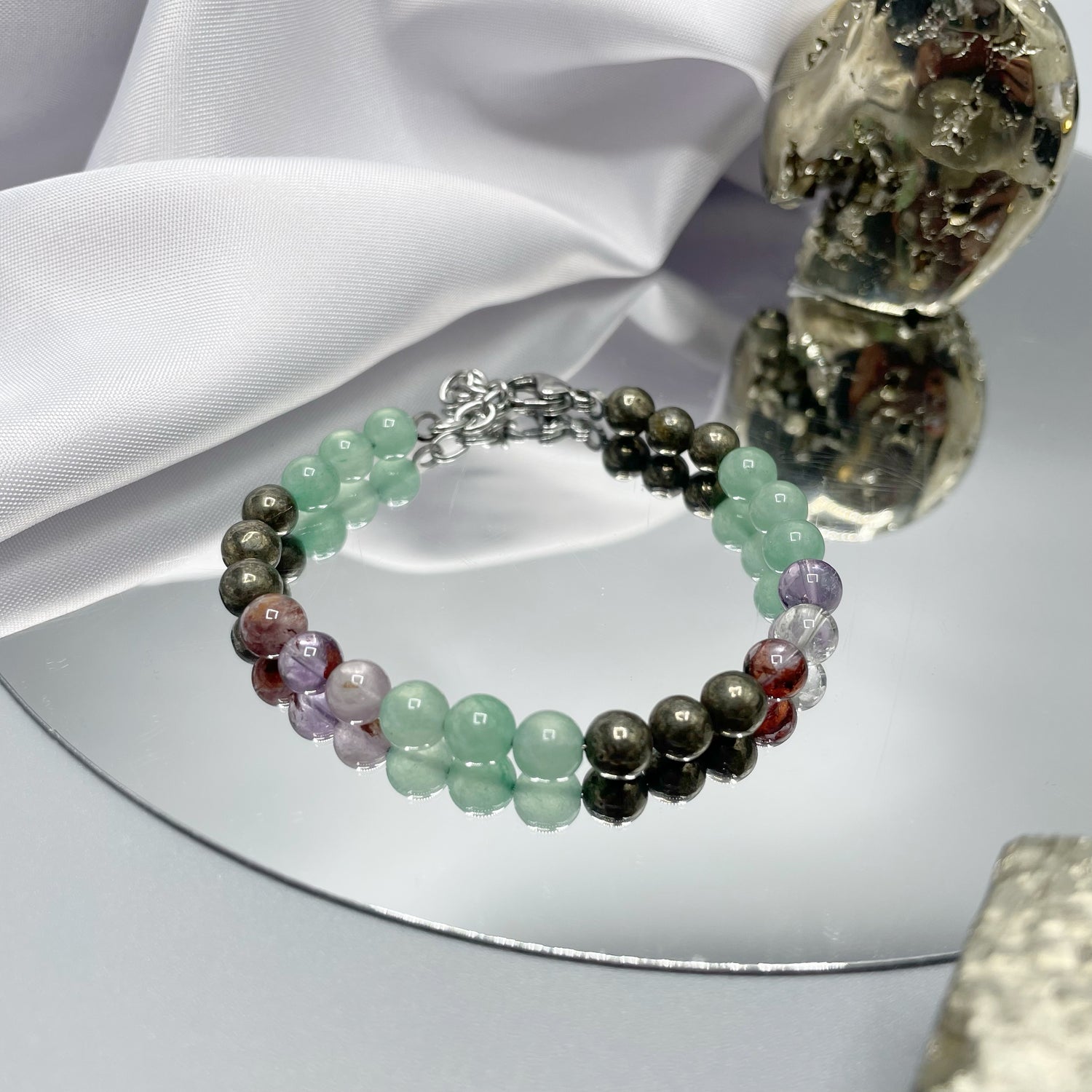 Bracciale Prosperità - Pirite, Super Seven, Avventurina