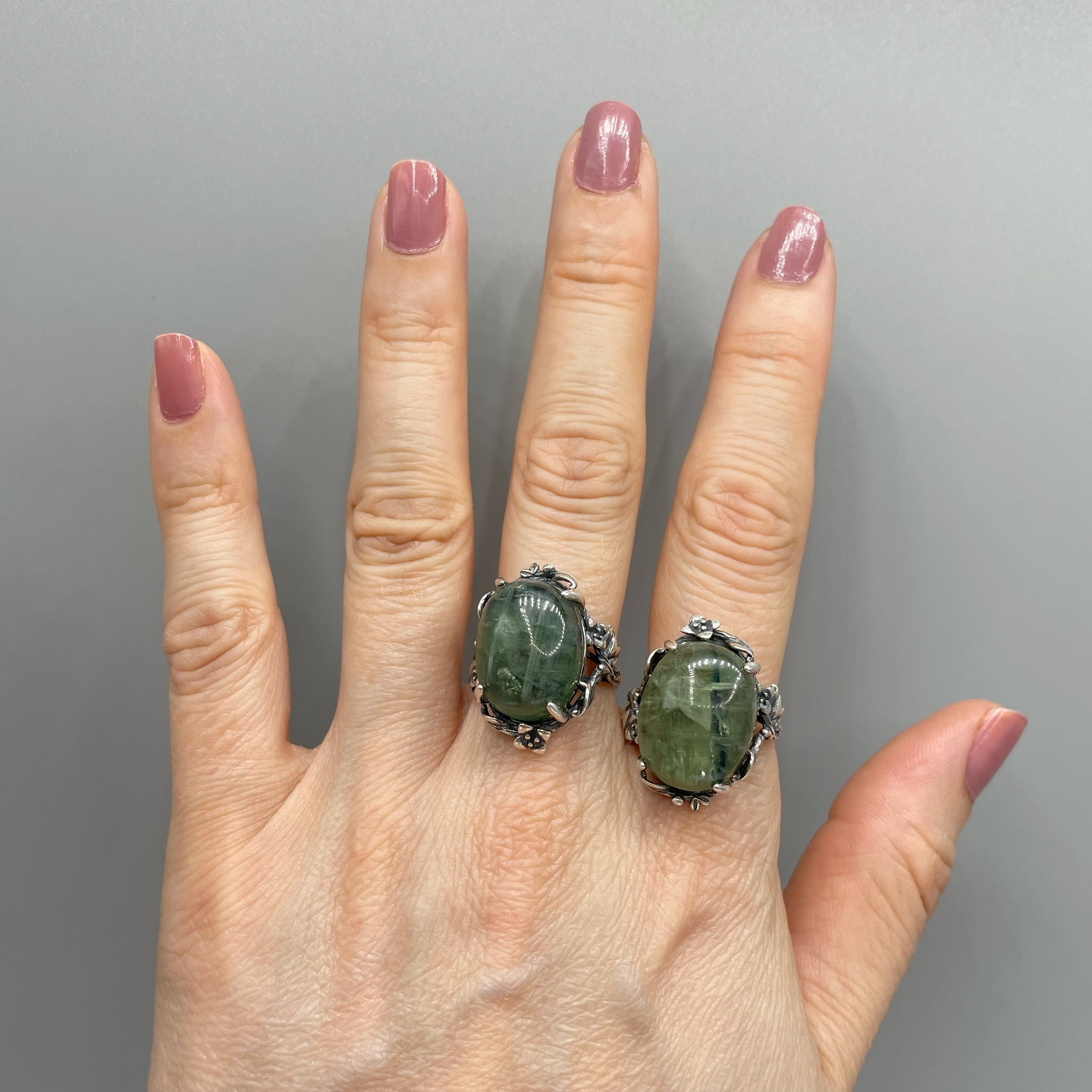 Anello Cianite Verde e Argento 925