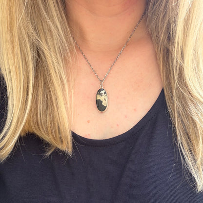 Ciondolo Pirite in Magnetite - Argento 925 - OVALE B